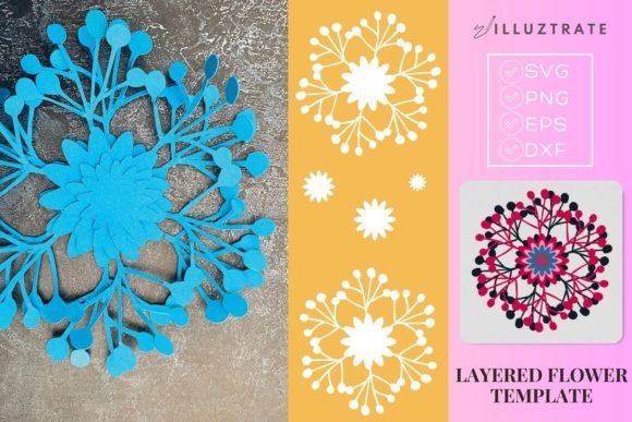 Layered Flower Template Paper Flower: Graphics for Crafts